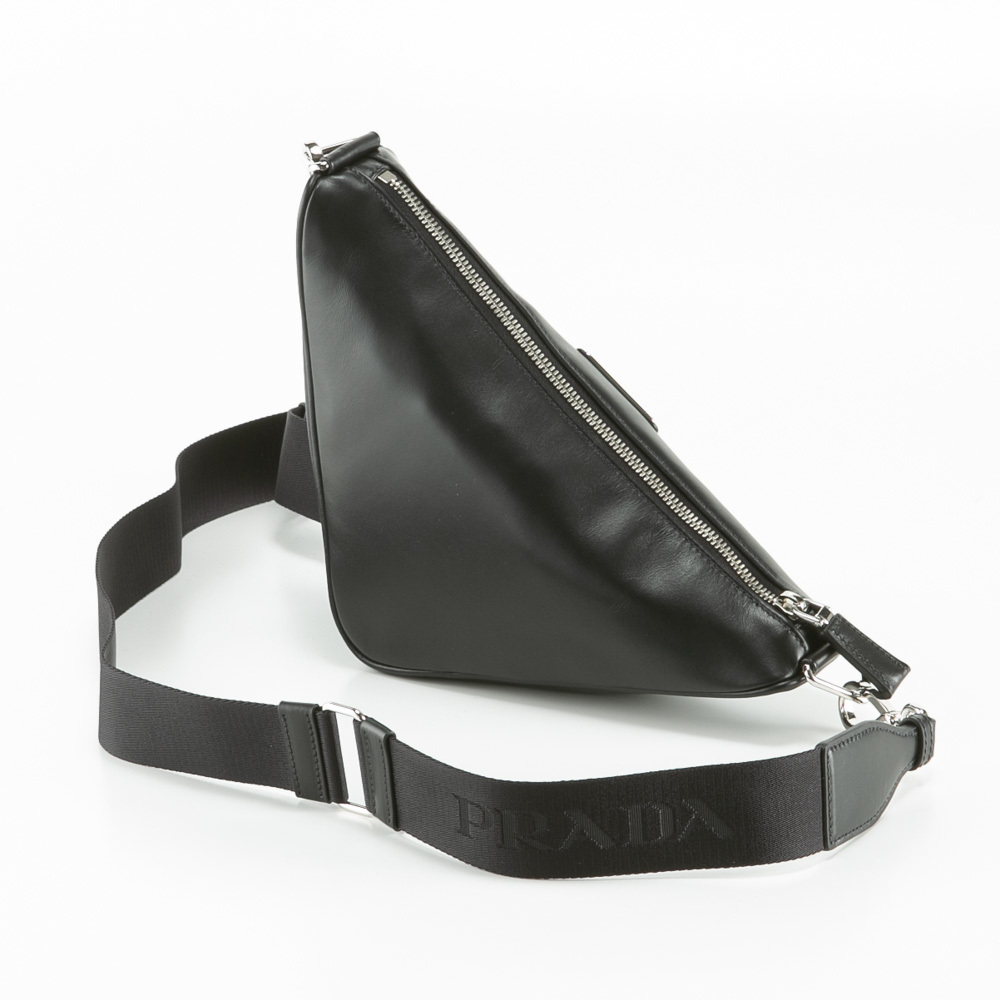 Prada Saffiano Bag Leather Triangolo Black Shoulder